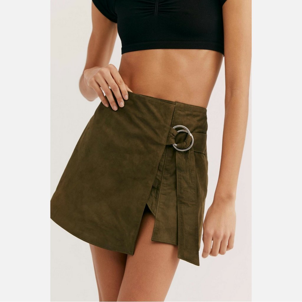 Nwot Understated Leather Charley Suede Wrap Mini Skirt